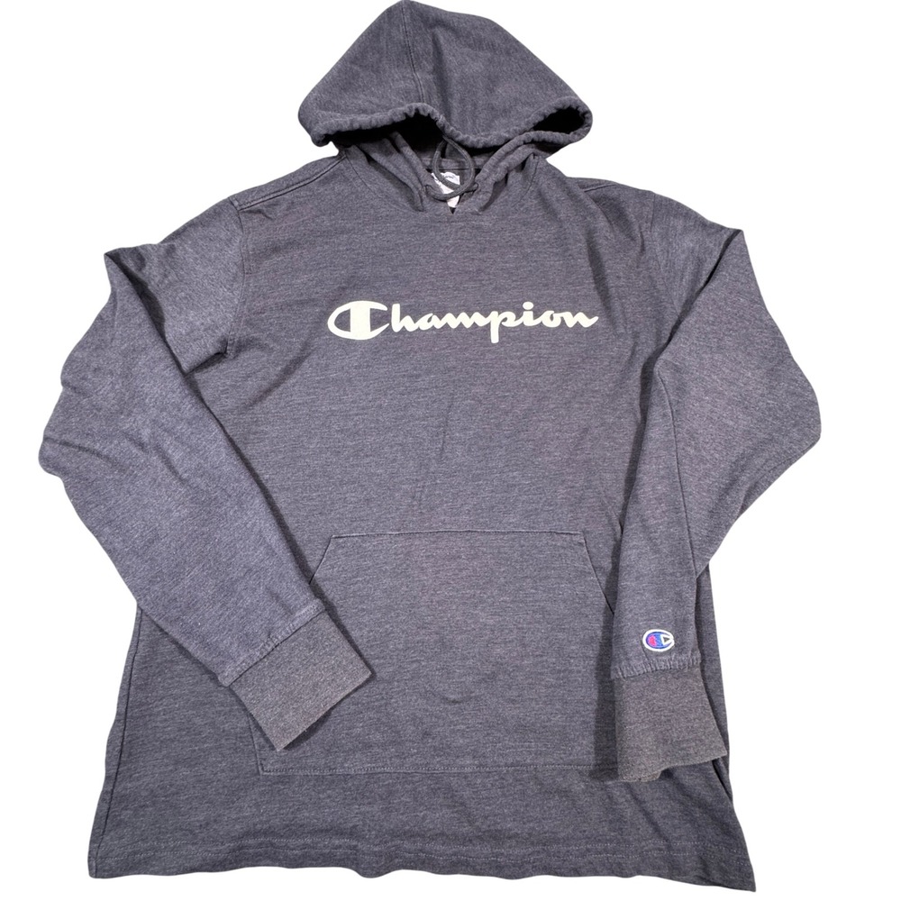 Champion Mens Hoodie‎ Long Sleeve Graphic T-Shirt Gray Medium Large Logo